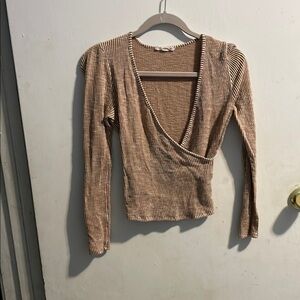 Striped Tan‎ Wrap Top